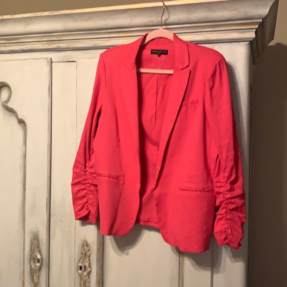 COPY - Anthropologie Hot Pink Ruched Sleeve Blazer